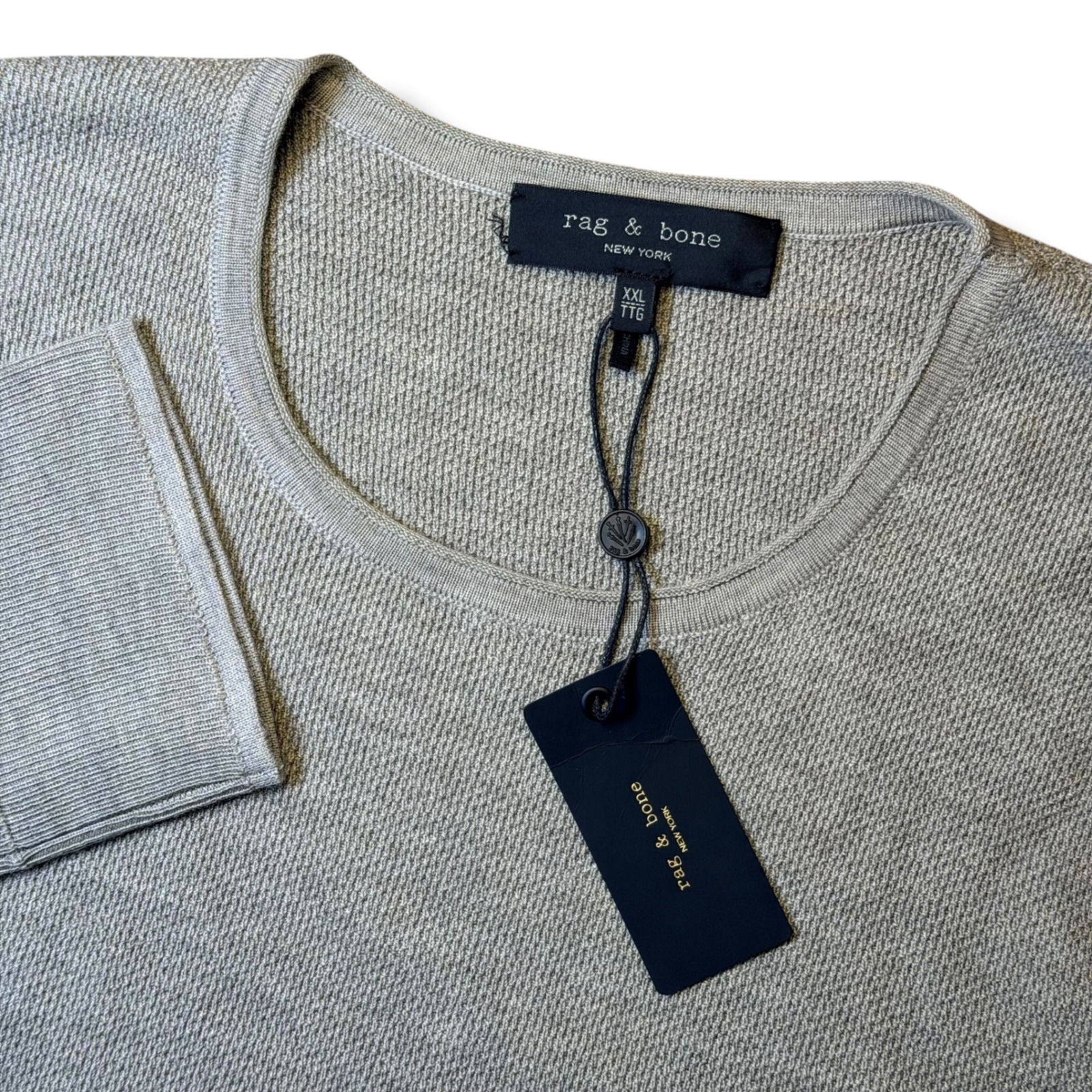 Rag & Bone Marty Wool Crewneck Shirt Men Xxl Grey Sweater Fine Merino Wool $295